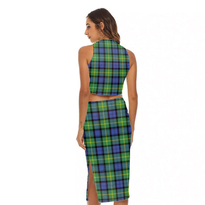 Gordon Old Ancient Tartan Plaid Tank Top & Split High Skirt Set