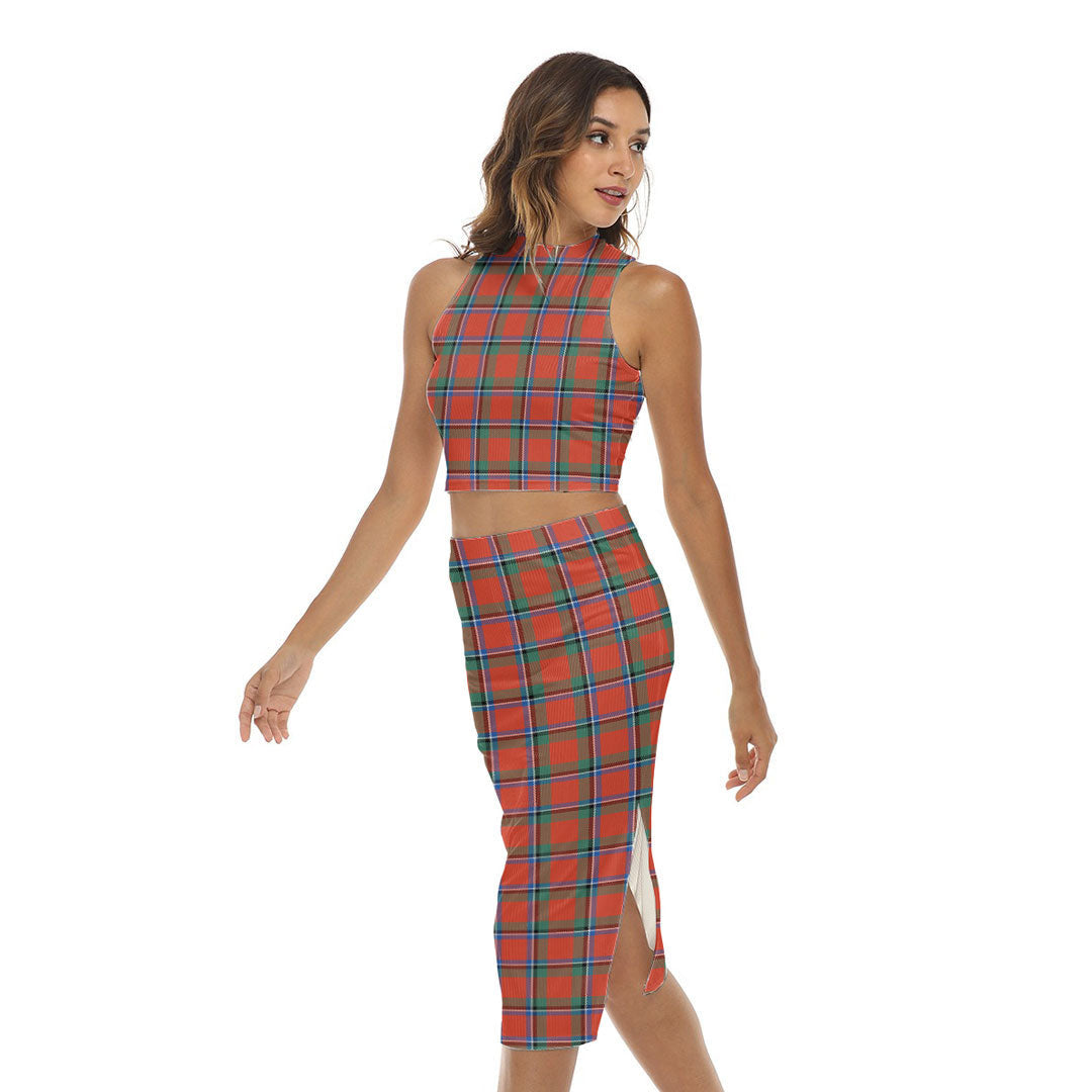 Sinclair Ancient Tartan Plaid Tank Top & Split High Skirt Set