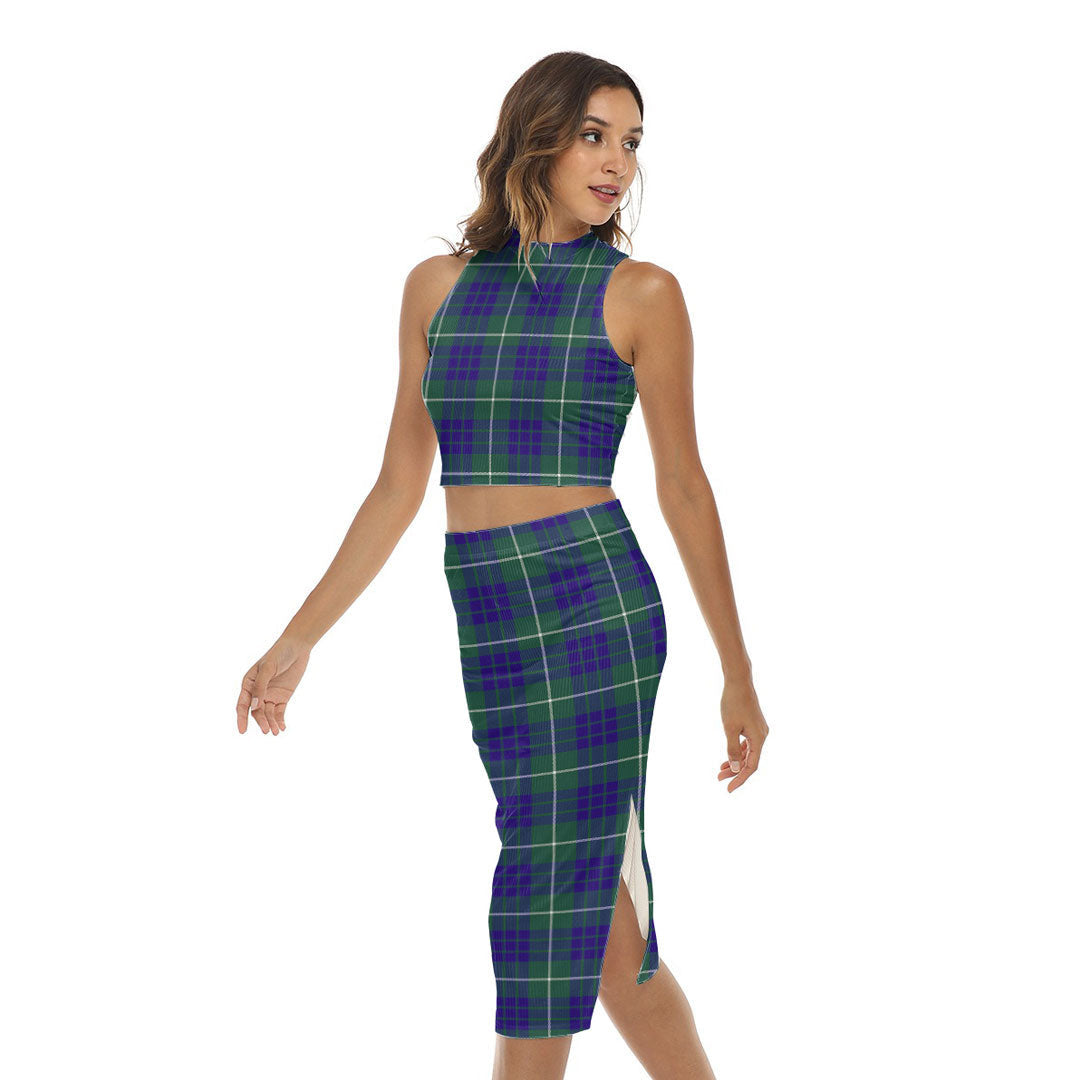 Hamilton Hunting Modern Tartan Plaid Tank Top & Split High Skirt Set