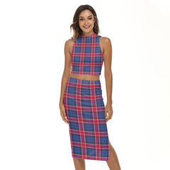 Graham of Menteith Red Tartan Plaid Tank Top & Split High Skirt Set