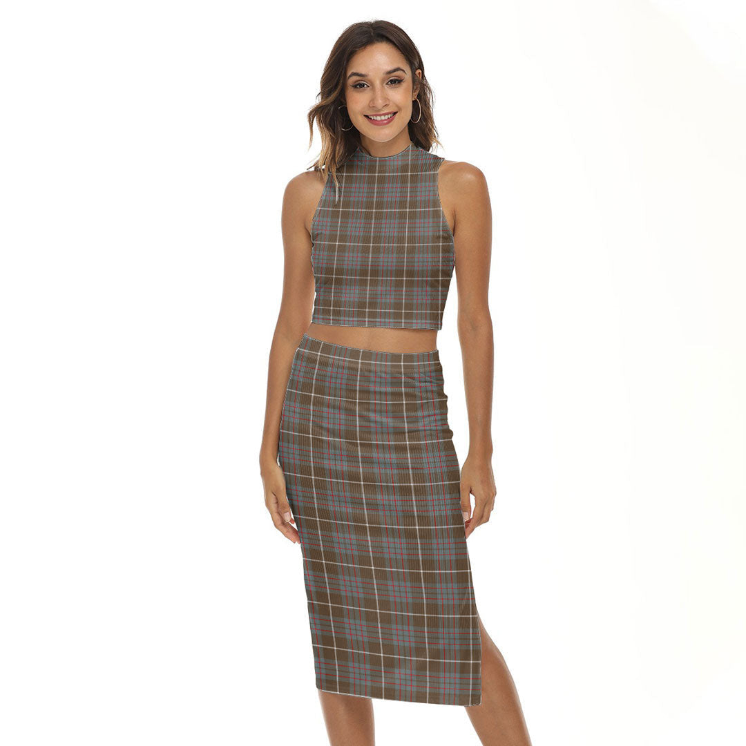 MacIntyre Hunting Weathered Tartan Plaid Tank Top & Split High Skirt Set