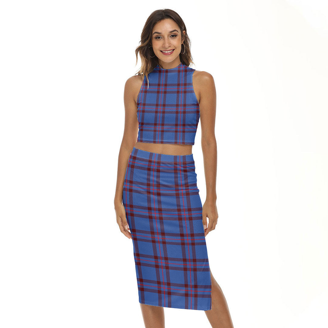 Elliot Modern Tartan Plaid Tank Top & Split High Skirt Set