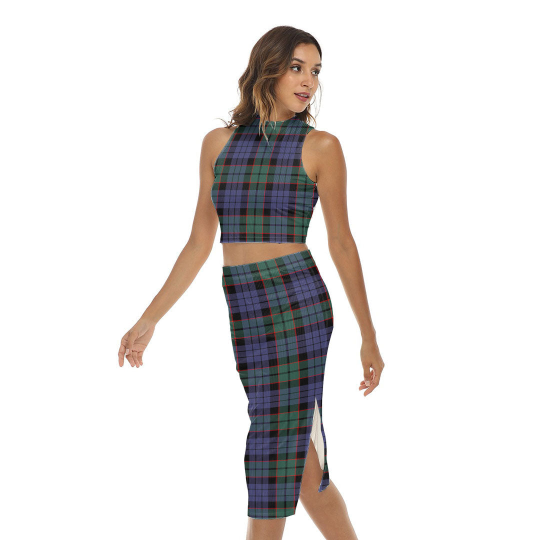 Fletcher Modern Tartan Plaid Tank Top & Split High Skirt Set