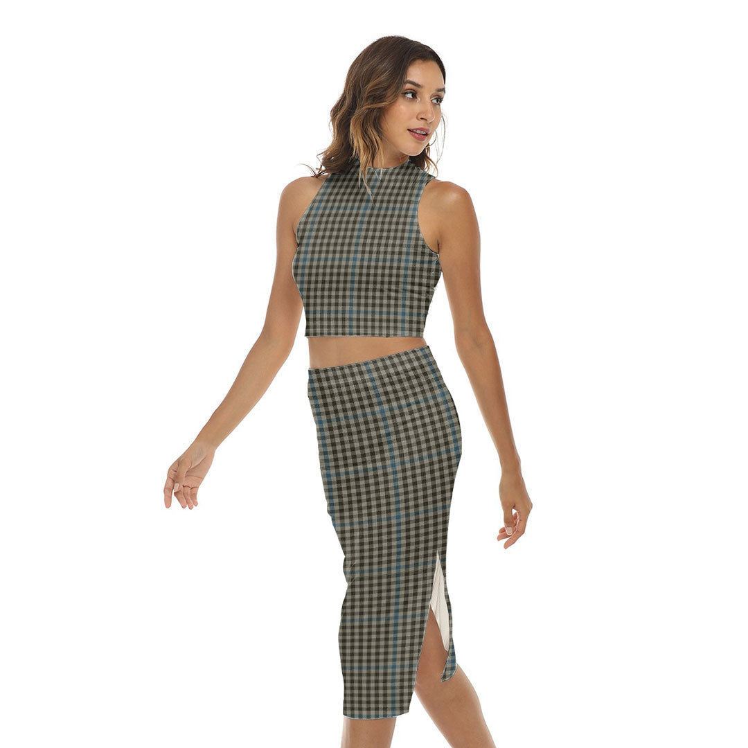 Haig Check Tartan Plaid Tank Top & Split High Skirt Set