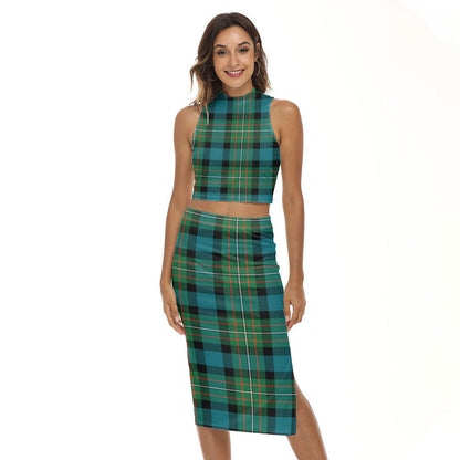 FERGUSON ANCIENT Tartan Plaid Tank Top & Split High Skirt Set