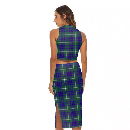 Hamilton Hunting Modern Tartan Plaid Tank Top & Split High Skirt Set