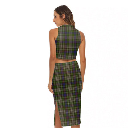 Davidson Tulloch Dress Tartan Plaid Tank Top & Split High Skirt Set