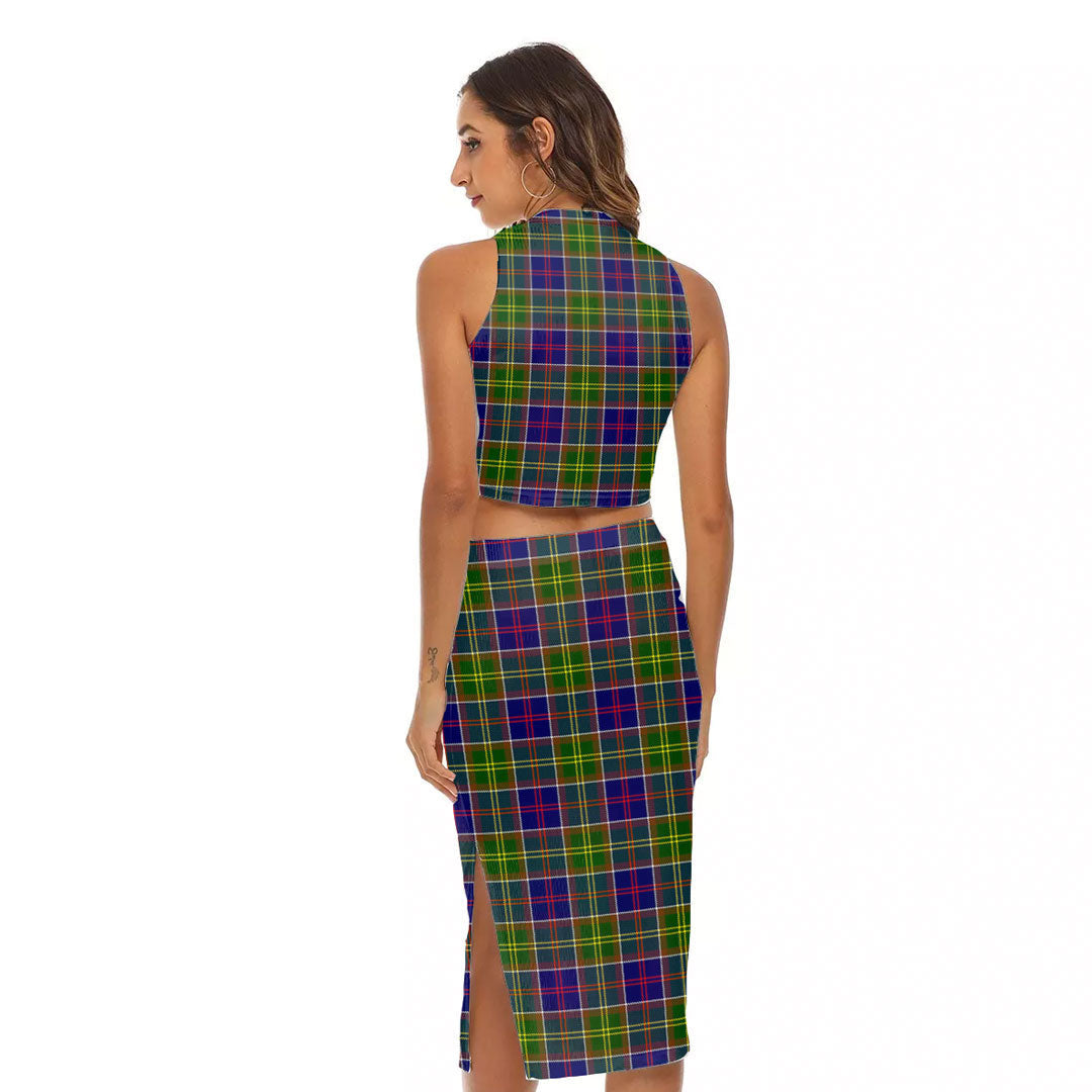 Ayrshire District Tartan Plaid Tank Top & Split High Skirt Set