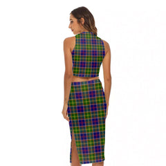 Ayrshire District Tartan Plaid Tank Top & Split High Skirt Set