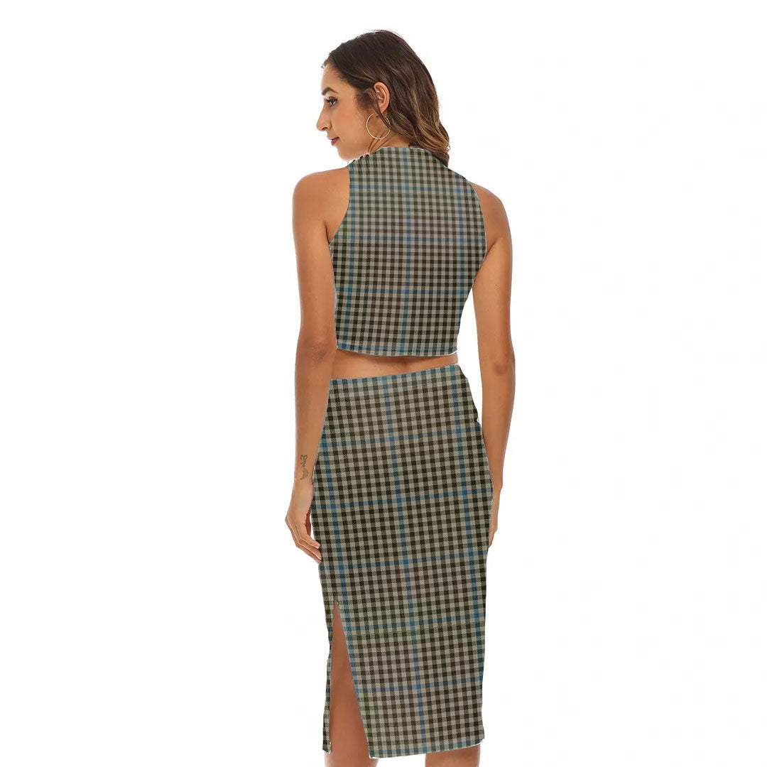 Haig Check Tartan Plaid Tank Top & Split High Skirt Set