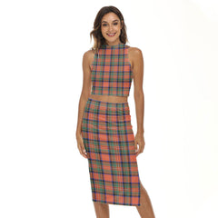 Stewart Royal Ancient Tartan Plaid Tank Top & Split High Skirt Set