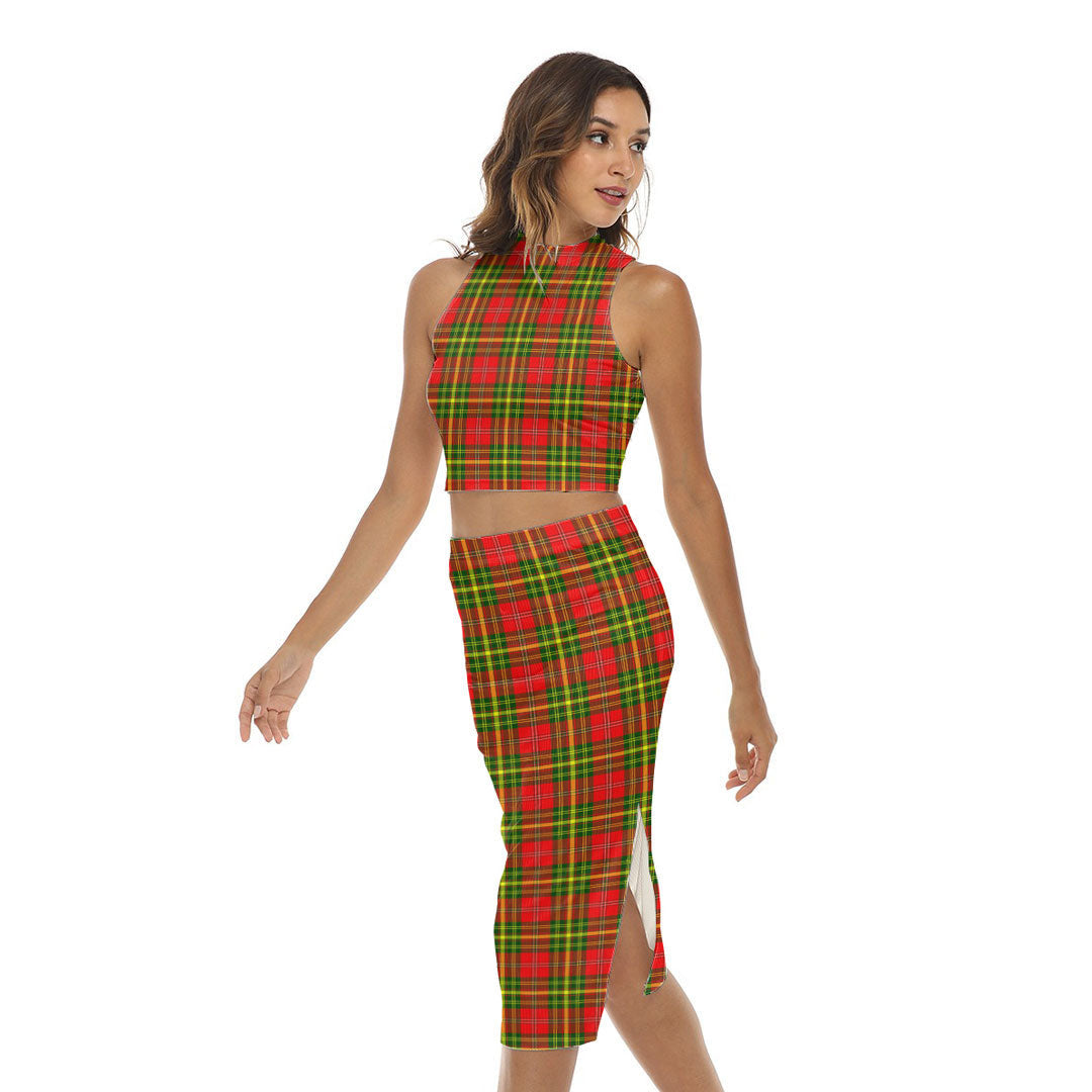 Leask Tartan Plaid Tank Top & Split High Skirt Set