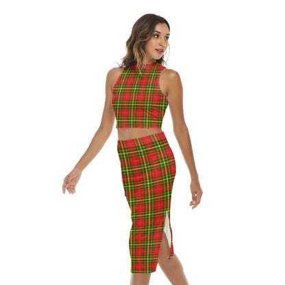 Leask Tartan Plaid Tank Top & Split High Skirt Set