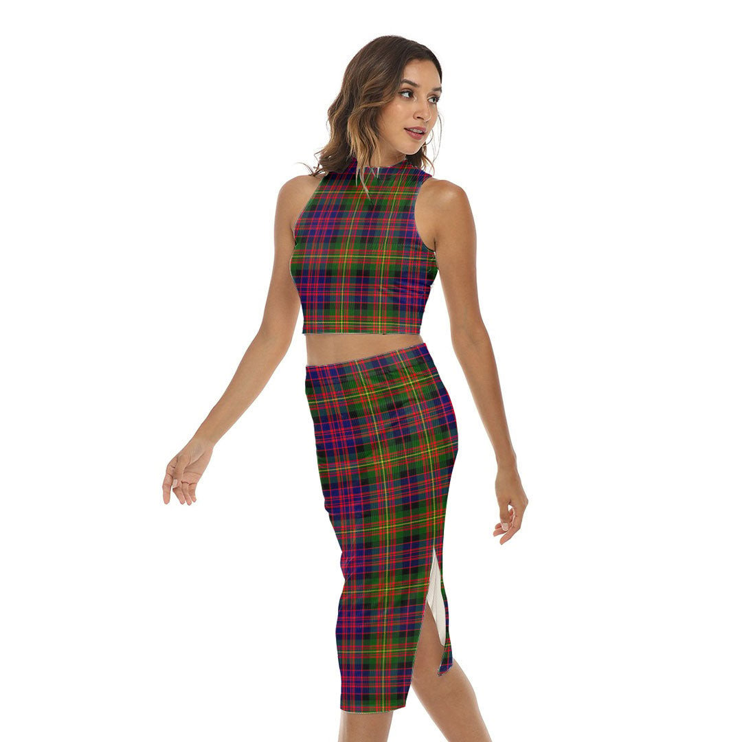 Carnegie Modern Tartan Plaid Tank Top & Split High Skirt Set