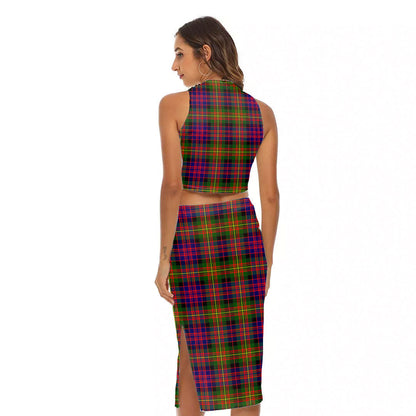 Carnegie Modern Tartan Plaid Tank Top & Split High Skirt Set