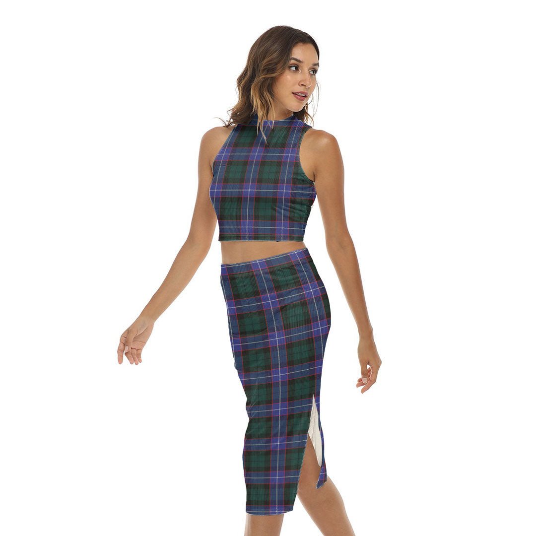 Guthrie Modern Tartan Plaid Tank Top & Split High Skirt Set