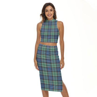 Leslie Hunting Ancient Tartan Plaid Tank Top & Split High Skirt Set