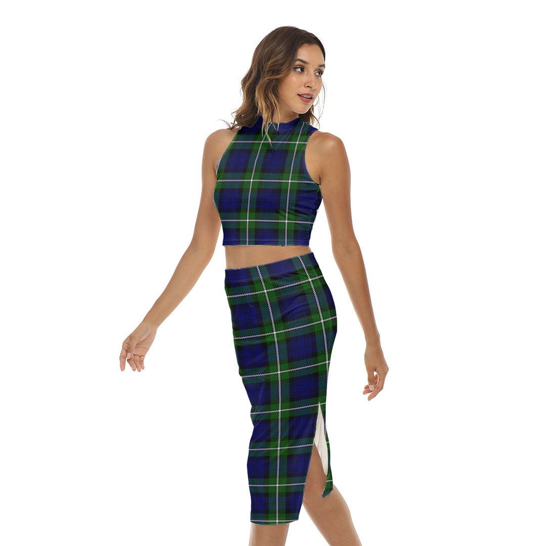 Forbes Modern Tartan Plaid Tank Top & Split High Skirt Set