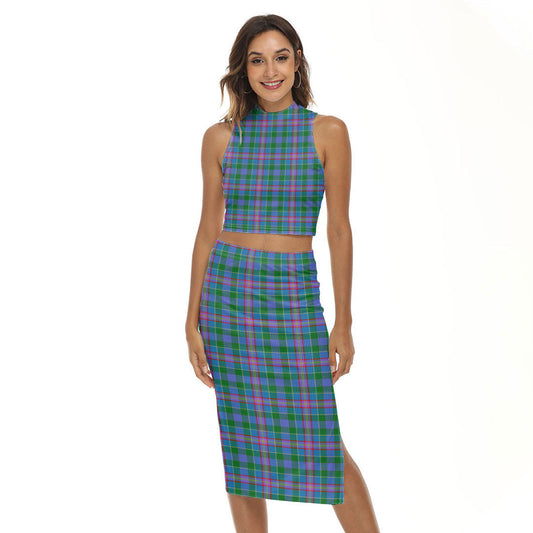 Pitcairn Hunting Tartan Plaid Tank Top & Split High Skirt Set