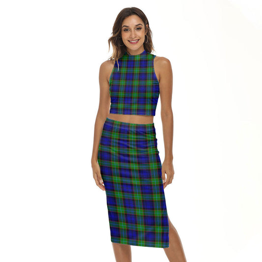 Sempill Modern Tartan Plaid Tank Top & Split High Skirt Set