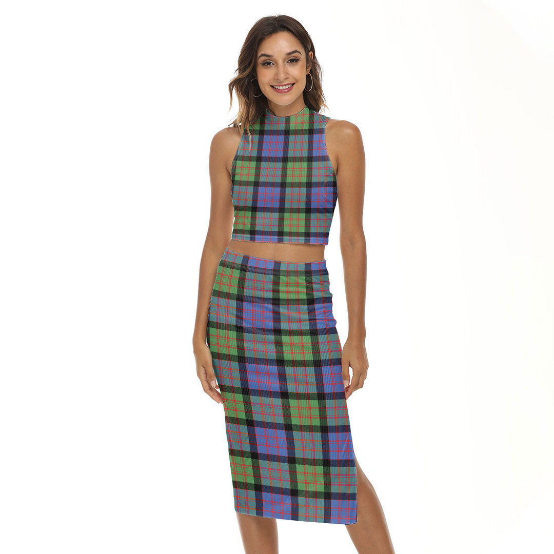 MacDonald Ancient Tartan Plaid Tank Top & Split High Skirt Set