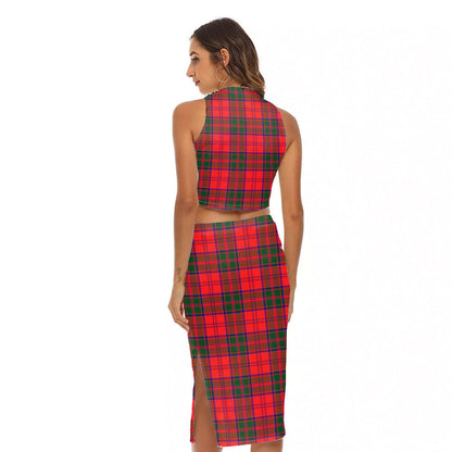 Drummond Modern Tartan Plaid Tank Top & Split High Skirt Set