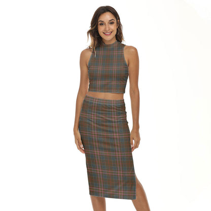 Kennedy Weathered Tartan Plaid Tank Top & Split High Skirt Set