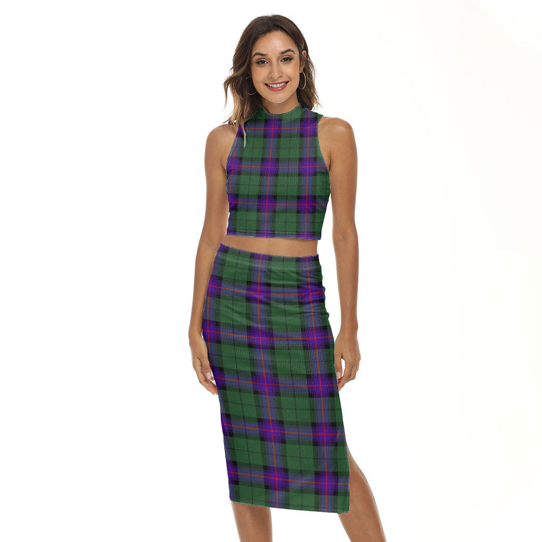 Armstrong Modern Tartan Plaid Tank Top & Split High Skirt Set