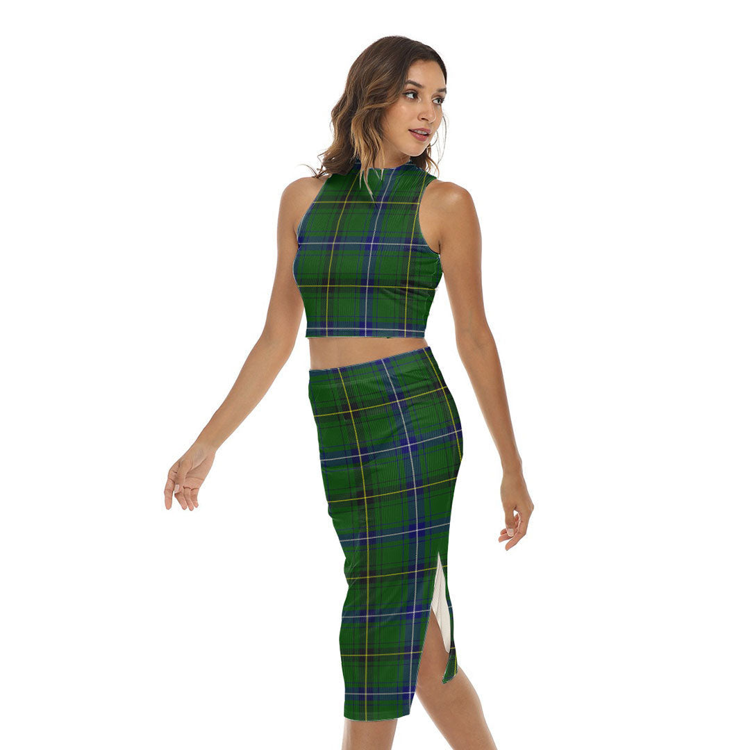 Henderson Modern Tartan Plaid Tank Top & Split High Skirt Set