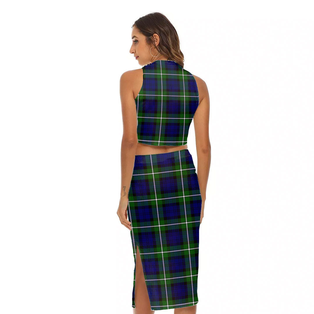 Forbes Modern Tartan Plaid Tank Top & Split High Skirt Set