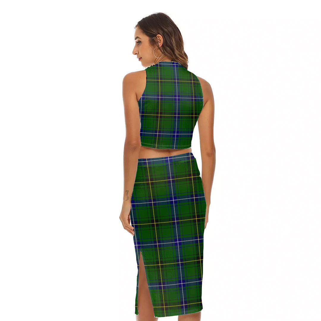 Henderson Modern Tartan Plaid Tank Top & Split High Skirt Set