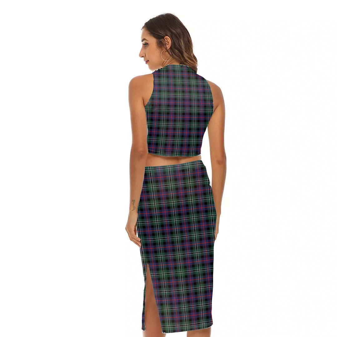 Rose Hunting Modern Tartan Plaid Tank Top & Split High Skirt Set