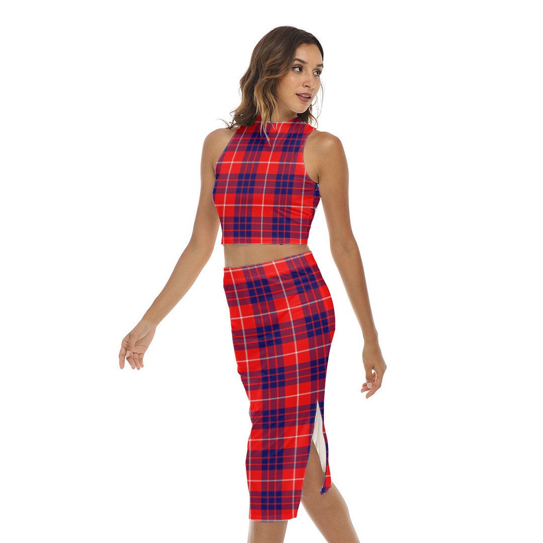 Hamilton Modern Tartan Plaid Tank Top & Split High Skirt Set