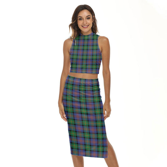 Logan Ancient Tartan Plaid Tank Top & Split High Skirt Set