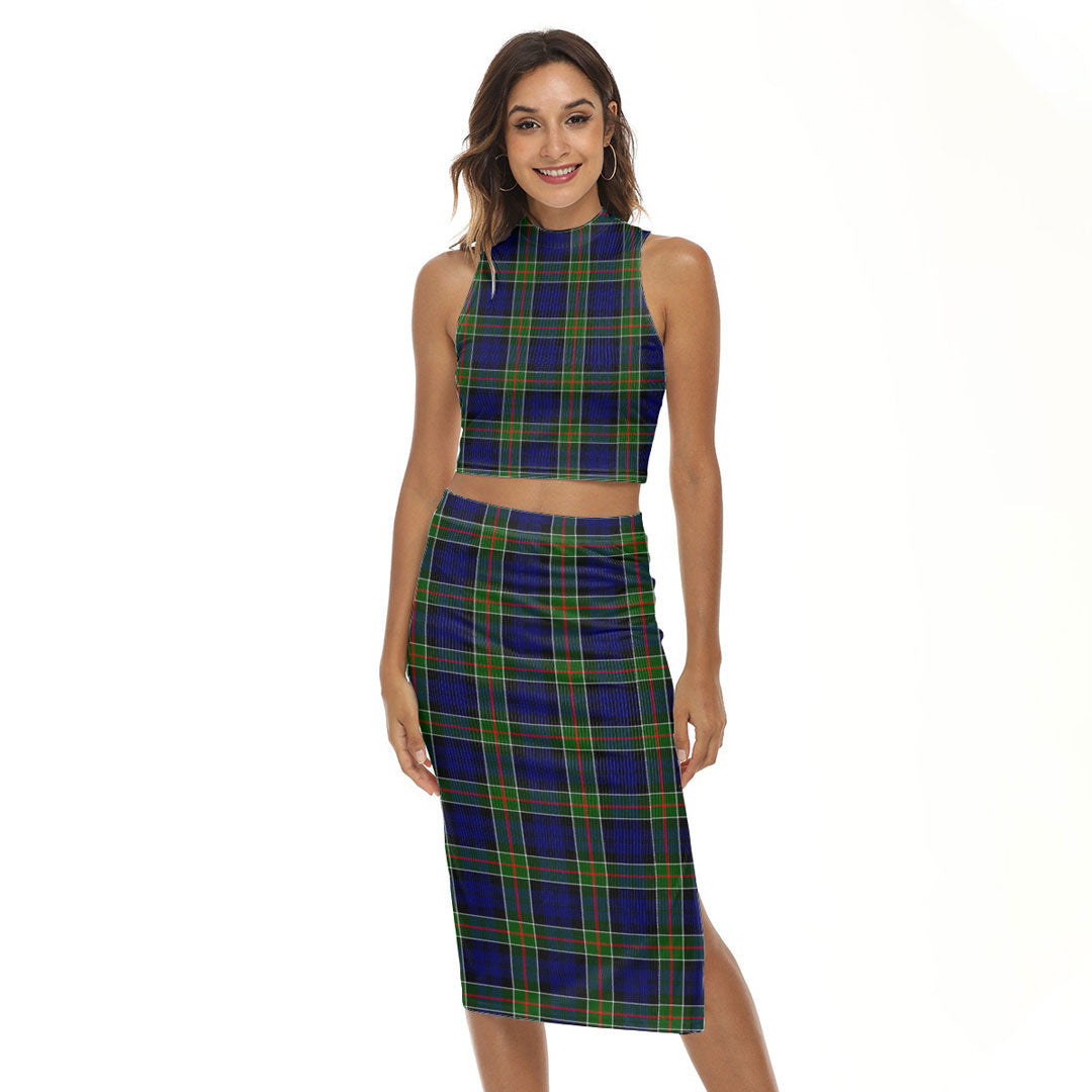 Colquhoun Modern Tartan Plaid Tank Top & Split High Skirt Set