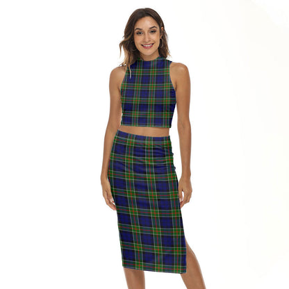 Colquhoun Modern Tartan Plaid Tank Top & Split High Skirt Set