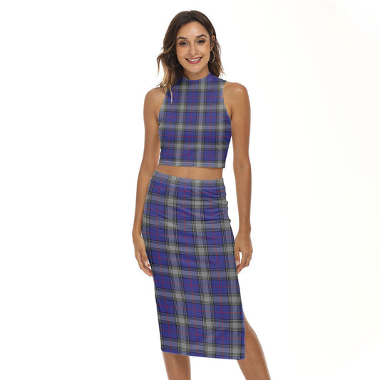 Kinnaird Tartan Plaid Tank Top & Split High Skirt Set