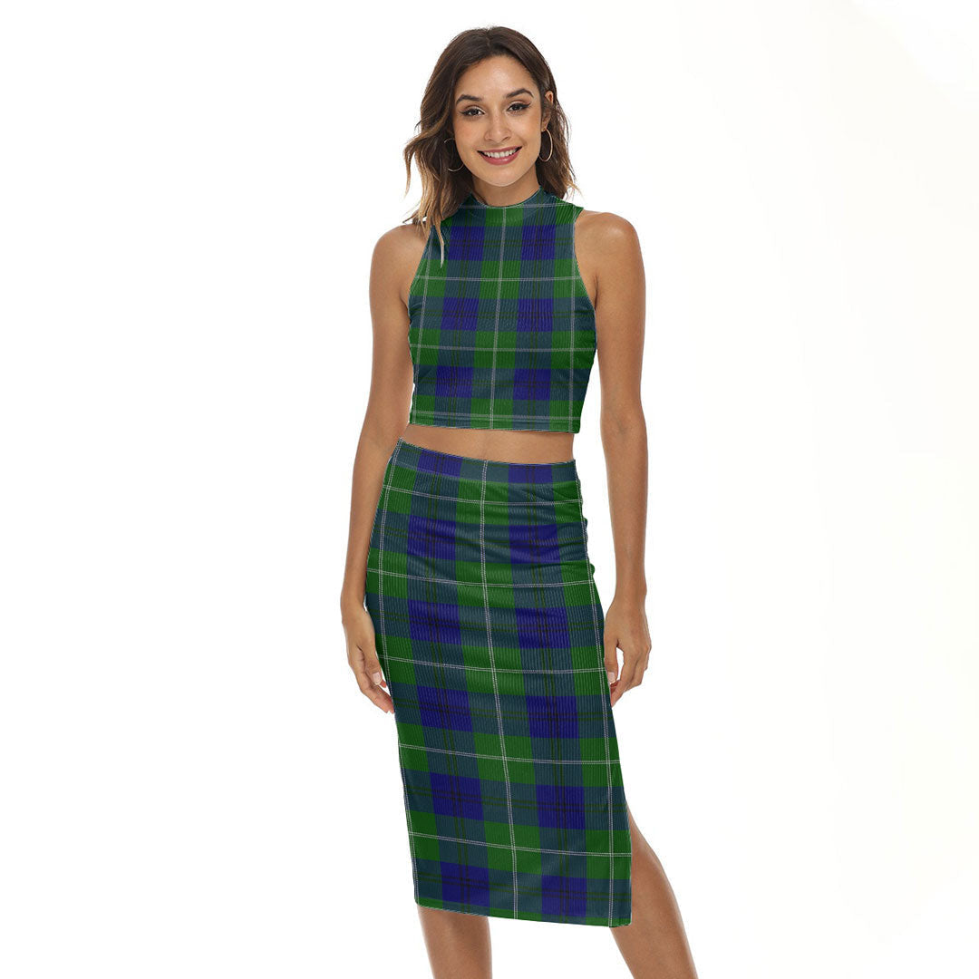 Oliphant Modern Tartan Plaid Tank Top & Split High Skirt Set