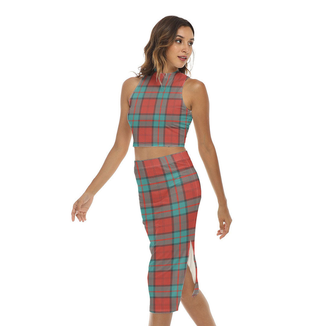 Dunbar Ancient Tartan Plaid Tank Top & Split High Skirt Set