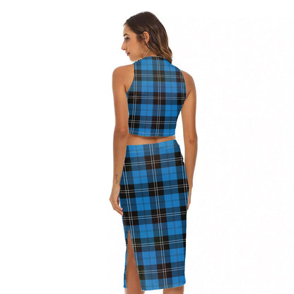 Ramsay Blue Ancient Tartan Plaid Tank Top & Split High Skirt Set