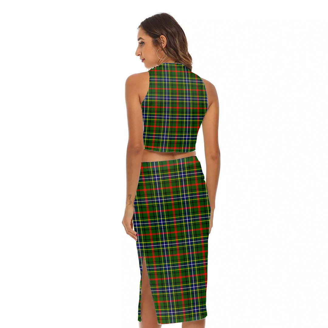 Bisset Tartan Plaid Tank Top & Split High Skirt Set