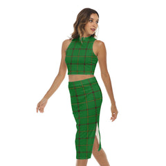 Don Tribe of Mar Tartan Plaid Tank Top & Split High Skirt Set