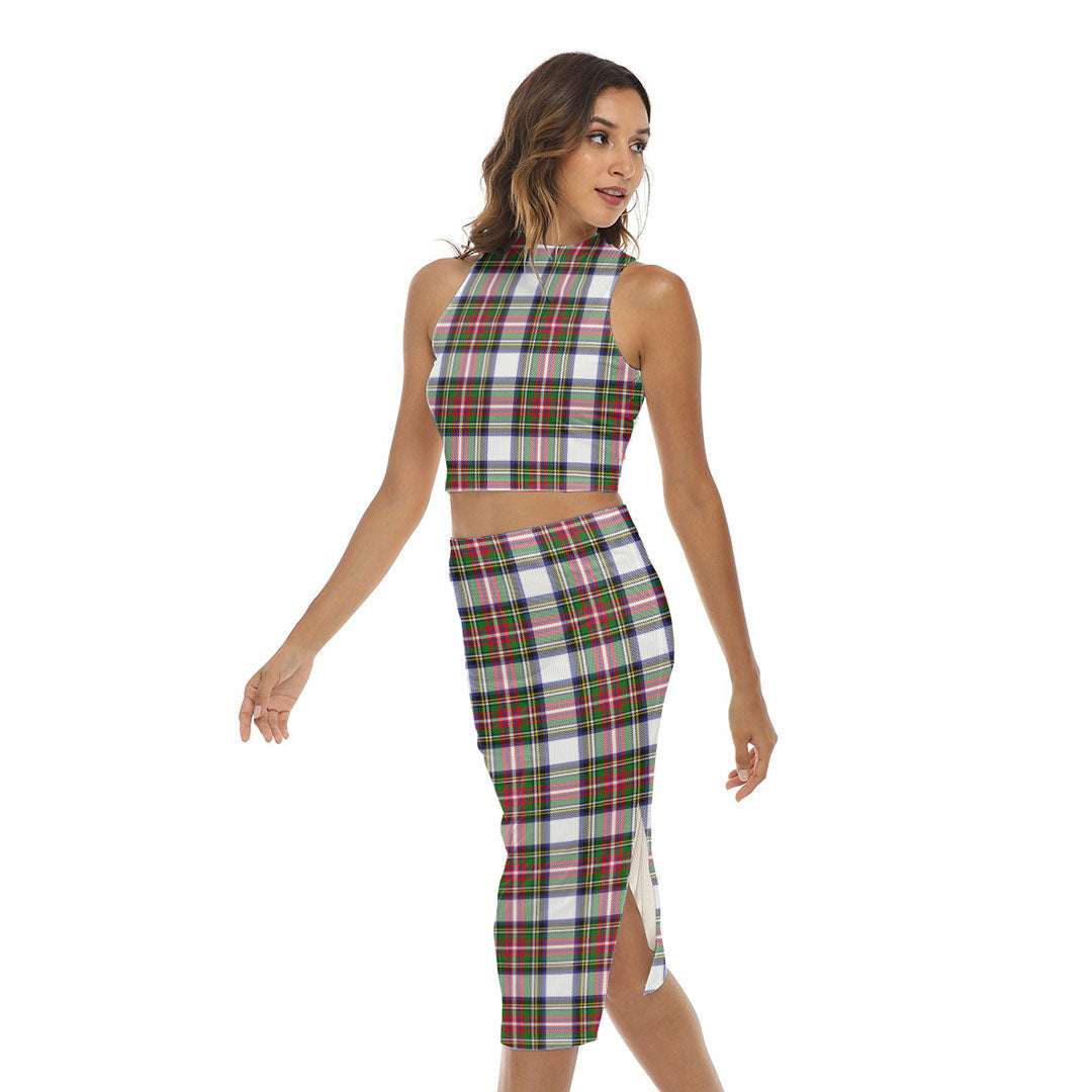 Stewart Dress Modern Tartan Plaid Tank Top & Split High Skirt Set