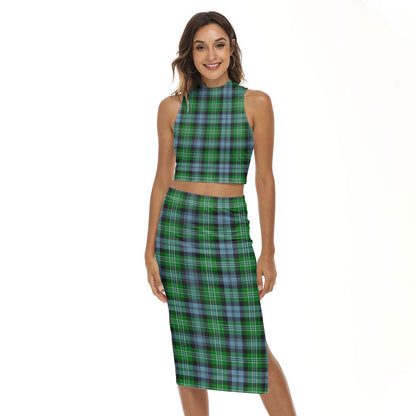 Arbuthnot Ancient Tartan Plaid Tank Top & Split High Skirt Set