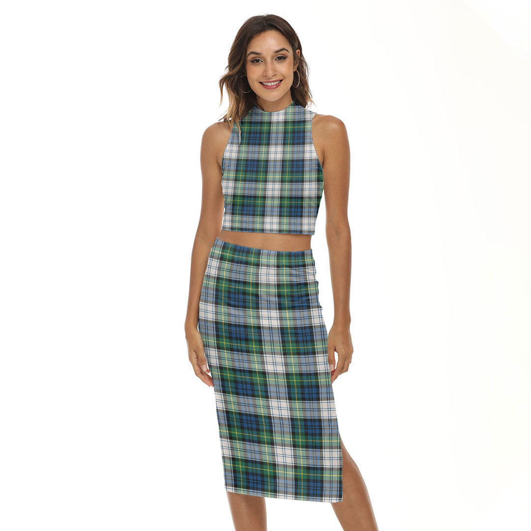 Gordon Dress Ancient Tartan Plaid Tank Top & Split High Skirt Set