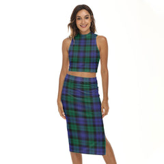 Blackwatch Modern Tartan Plaid Tank Top & Split High Skirt Set