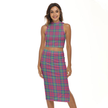 Lindsay Ancient Tartan Plaid Tank Top & Split High Skirt Set