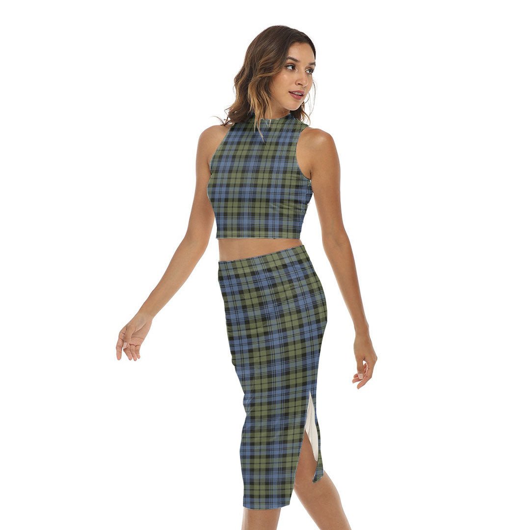 Campbell Faded Tartan Plaid Tank Top & Split High Skirt Set