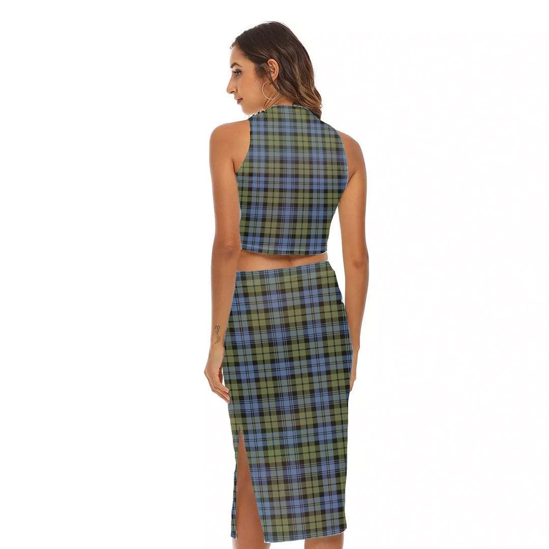 Campbell Faded Tartan Plaid Tank Top & Split High Skirt Set