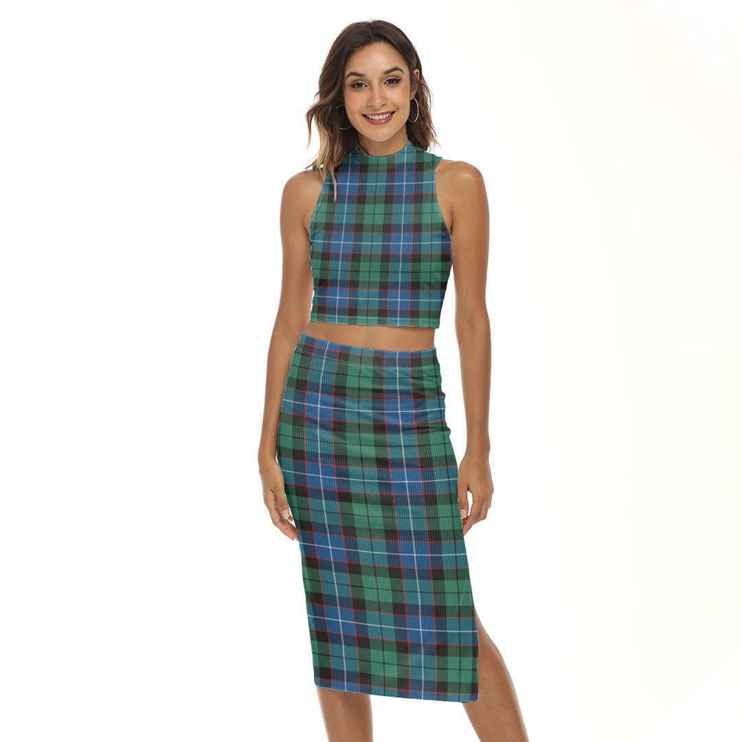 Hunter Ancient Tartan Plaid Tank Top & Split High Skirt Set